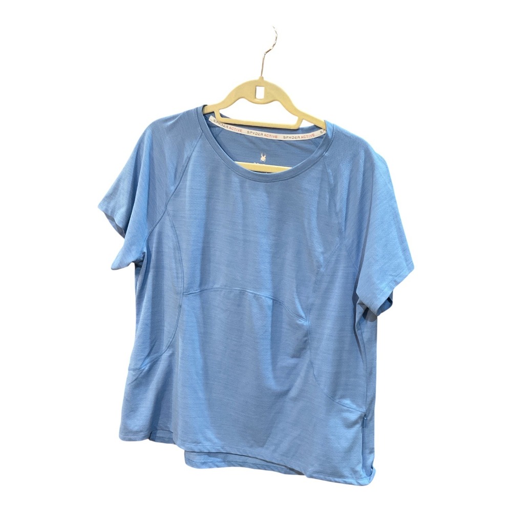 Spyder Active Womens XXL Blue Heathered Short Sleeve Performance T-Shirt Pocket